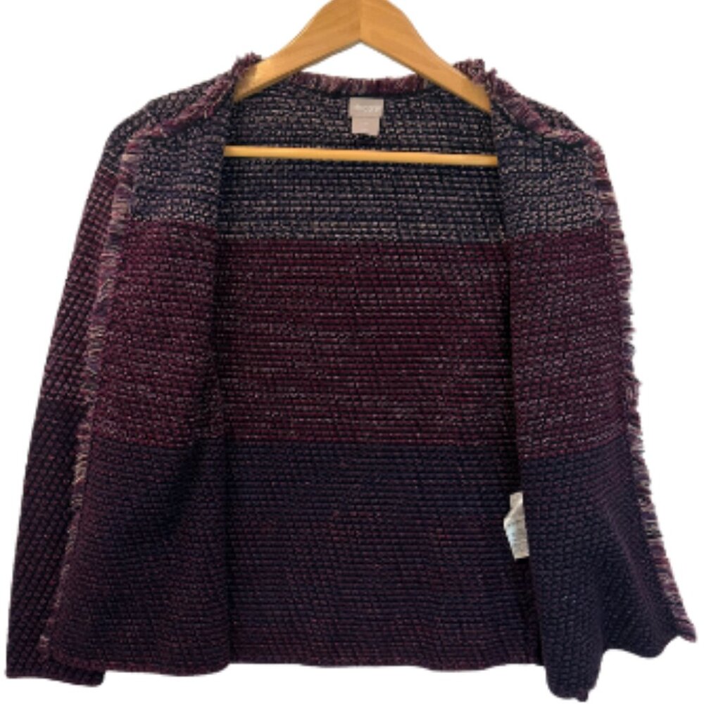 Chico's Designer Ombre Fringe Cardigan Boho Chic 0 Petite - Picture 3 of 7